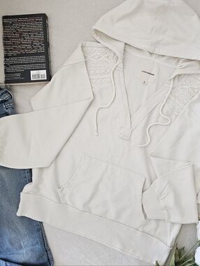 Lucky Brand Lace Detail Crochet Hoodie - NWT - S